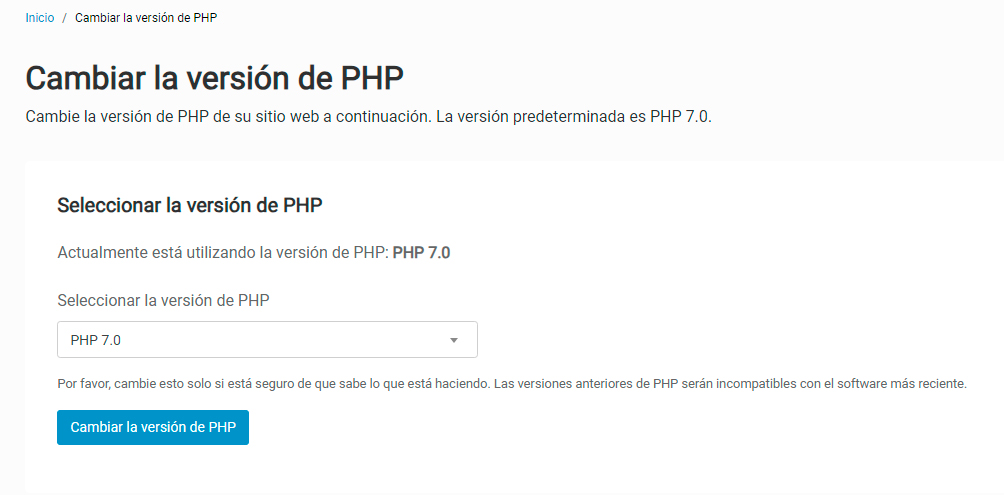 ¿Cómo cambiar la versión de PHP?