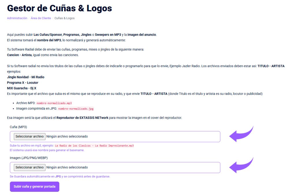 Cómo Subir, Configurar y Mostrar Cuñas / Jingles en el Reproductor de Streaming